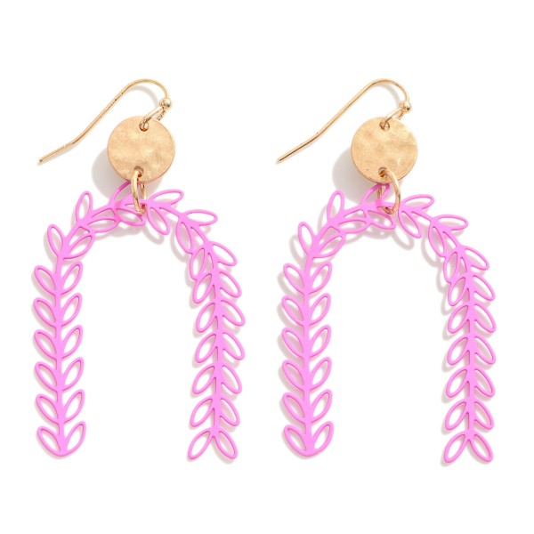 Wholesale leaf Arch Drop Earrings Gold Post L