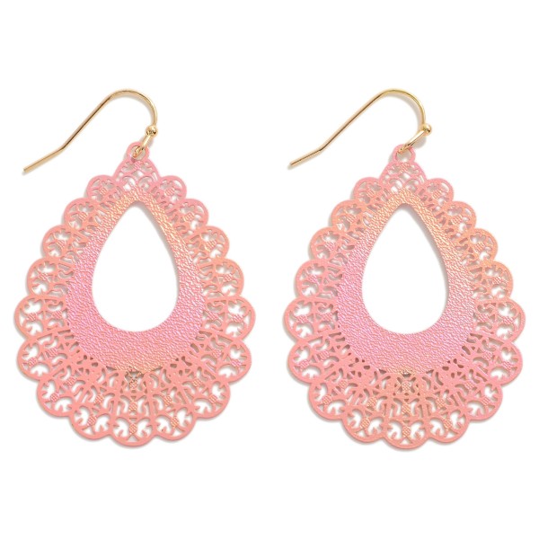 Wholesale ultralight Brass Punched Filigree Teardrop Earrings L Brass Constructi