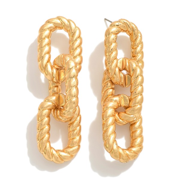 Wholesale bubble Textured Chain Link Drop Earrings L Hypoallergenic Titanium Pos