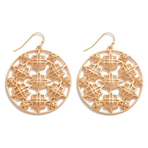 Circular Metal Filigree Drop Earrings 

- Approximately 2" L