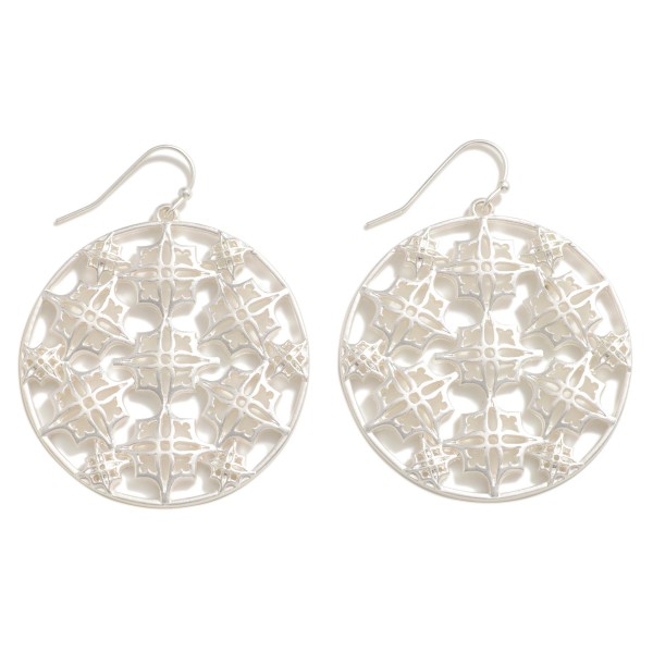 Circular Metal Filigree Drop Earrings 

- Approximately 2" L