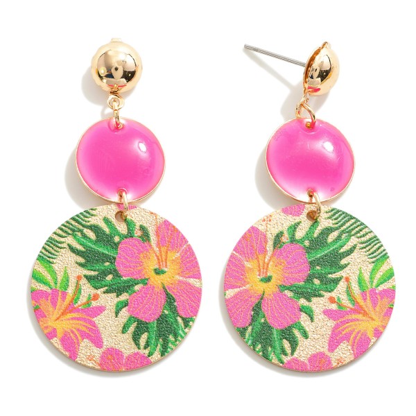 Wholesale waterfall Circular Drop Earring Tropical Flower Overlay L