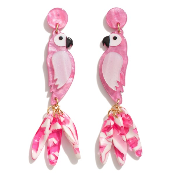 Wholesale resin Parrot Drop Earring Resin Tassel Feather Details L