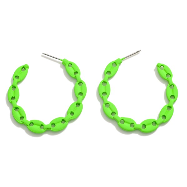 Coated Metal Chain Link Drop Hoop Earrings

- Approximately 1.5" L