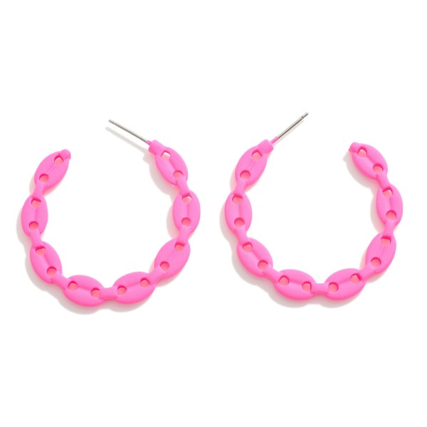 Coated Metal Chain Link Drop Hoop Earrings

- Approximately 1.5" L