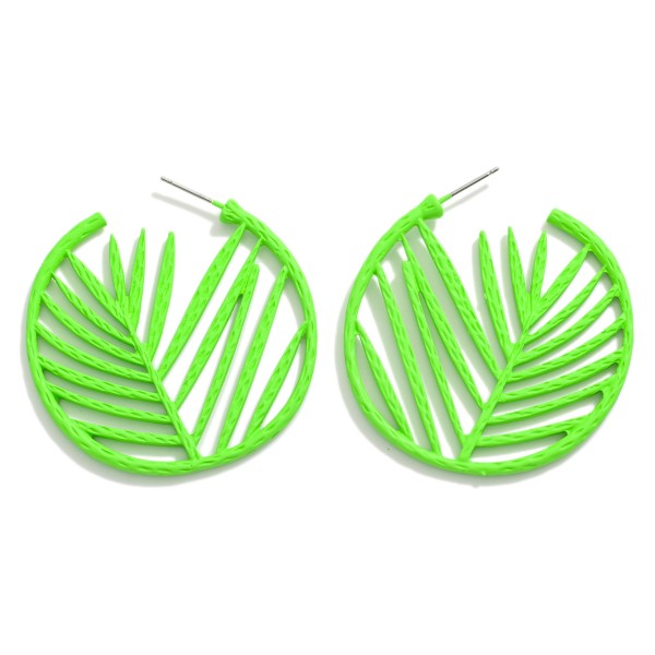 Coated Metal Palm Frond Leaf Drop Earrings 

- Approximately 1.75" L