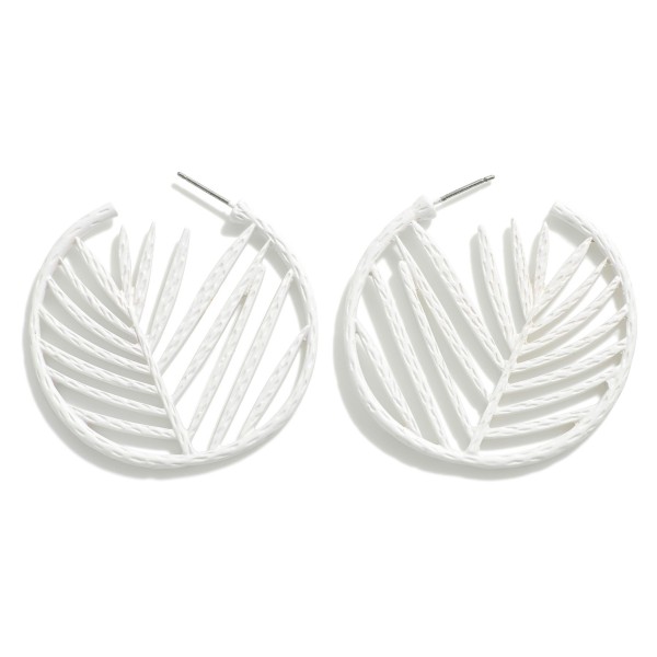 Coated Metal Palm Frond Leaf Drop Earrings 

- Approximately 1.75" L