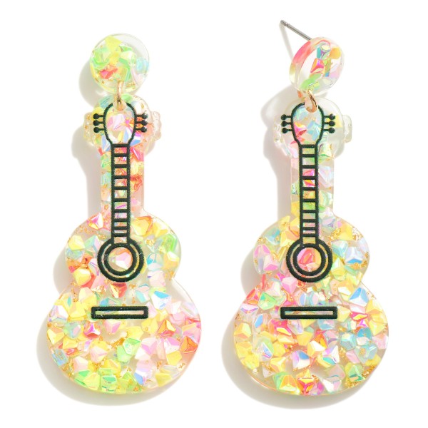 Wholesale glitter Resin Guitar Drop Earrings L Lightweight Construction