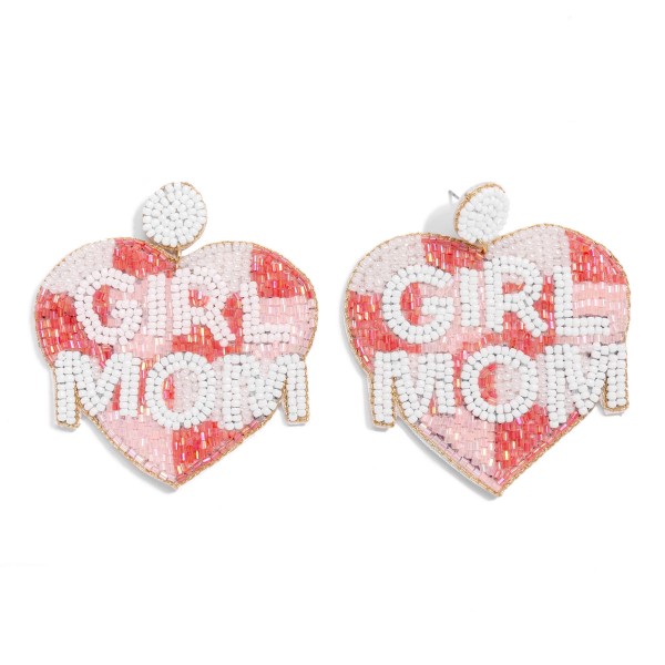 Wholesale seed Beaded Plaid Heart Girl Mom Drop Earrings L