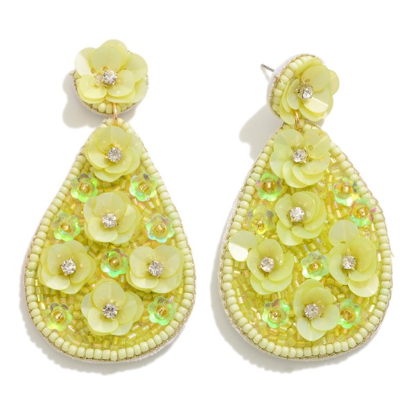 Wholesale seed Beaded Flower Teardrop Earring L