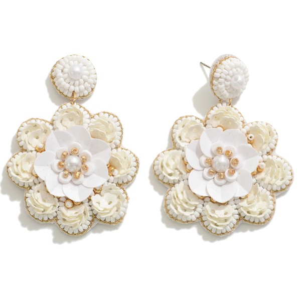 Wholesale seed Bead Sequin D Flower Drop Earrings L