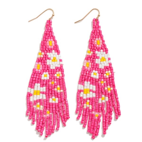 Seed Beaded Flower Tassel Drop Earrings

- Approximately 3.75" L