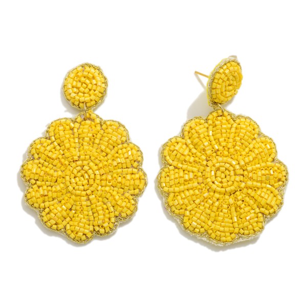 Wholesale seed Beaded Monochromatic Flower Drop Earrings L