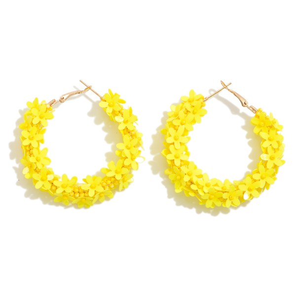 Wholesale flower Seed Beaded Hoop Earring L