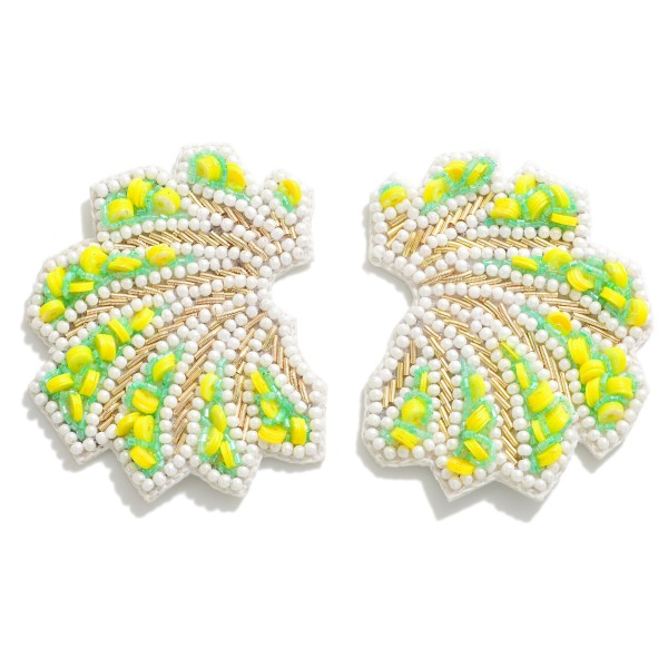 Wholesale pastel Seed Beaded Statement Fan Post Earrings L