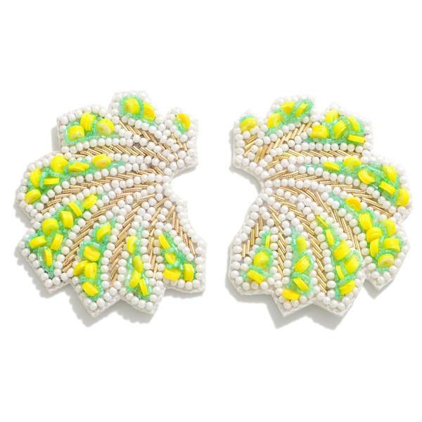 Pastel Seed Beaded Statement Fan Post Earrings

- Approximately 2"L