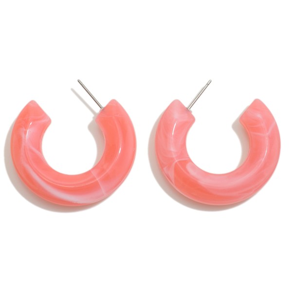Wholesale marbled Acetate Hoop Earrings D