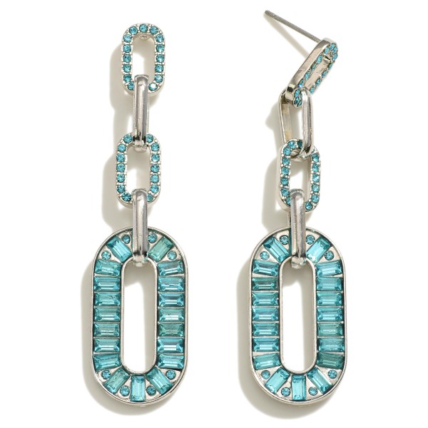 Wholesale rhinestone Studded Tapered Chain Link Drop Earrings L