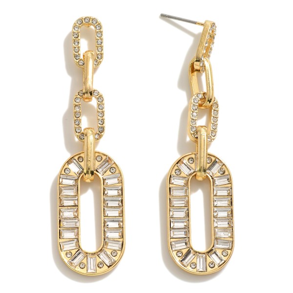 Wholesale rhinestone Studded Tapered Chain Link Drop Earrings L