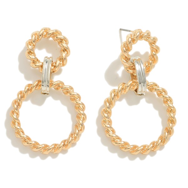 Twisted Metal Drop Earrings With Two-Tone Detail

- Approximately 1.75" L