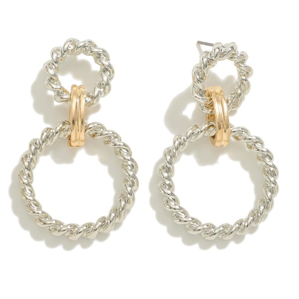 Twisted Metal Drop Earrings With Two-Tone Detail

- Approximately 1.75" L