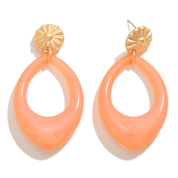 Wholesale tapered Resin Teardrop Earring Gold Sunburst Post L