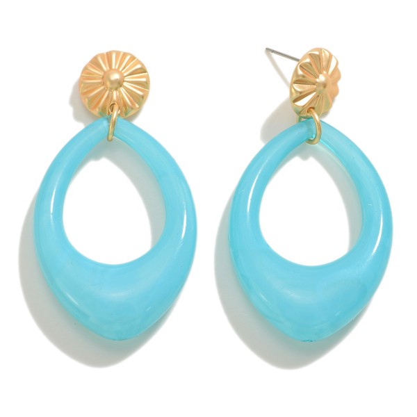 Wholesale tapered Resin Teardrop Earring Gold Sunburst Post L