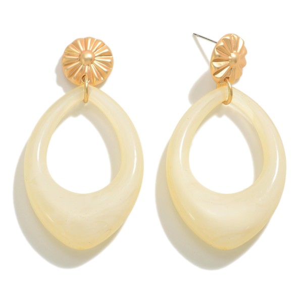 Wholesale tapered Resin Teardrop Earring Gold Sunburst Post L