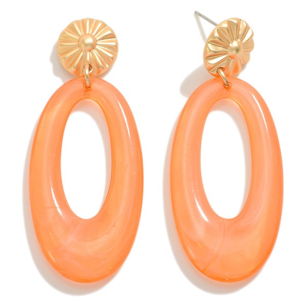 Wholesale oval Resin Drop Earring Gold Sunburst Post L