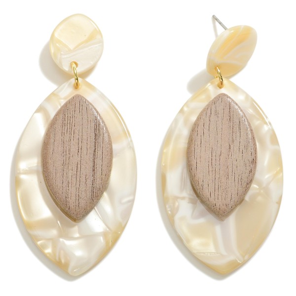 Teardrop Resin Drop Earring With Wood Accent

- Approximately   2.5" L