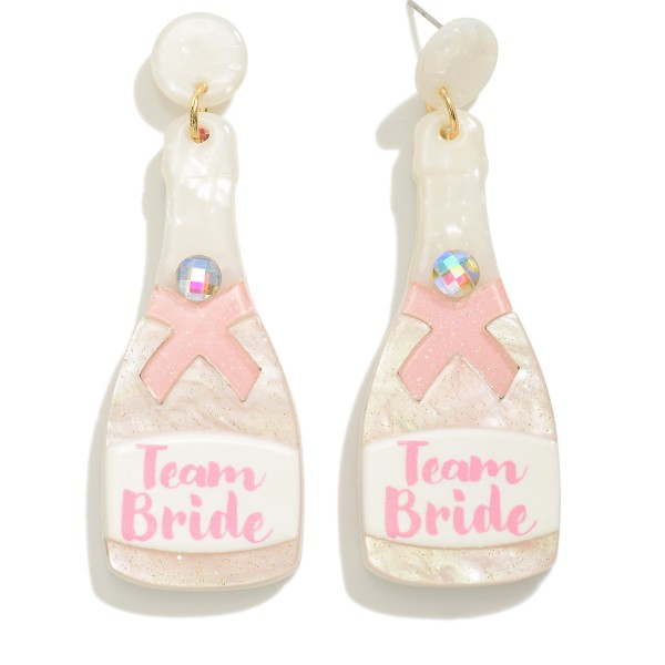 Wholesale team Bride Resin Champagne Bottle Drop Earrings L