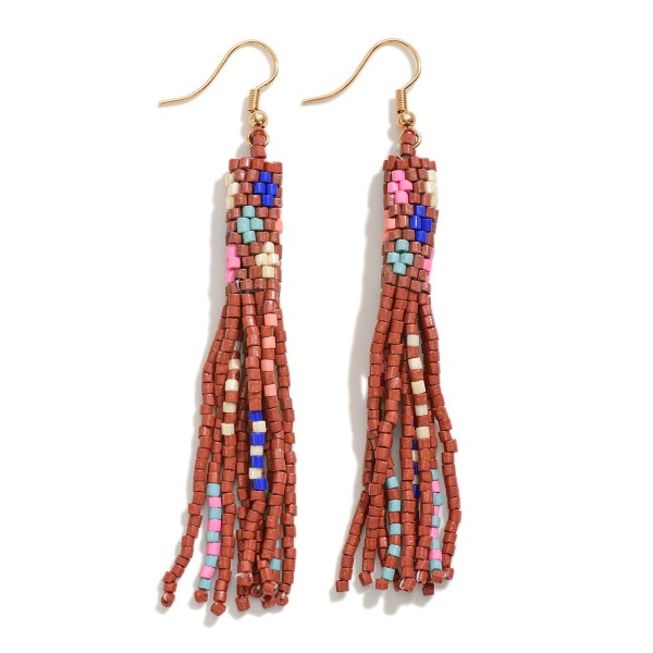 Wholesale cylinder Seed Beaded Drop Earring Tassel Dangle Detailing L