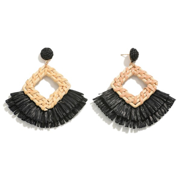 Diamond Drop Earring With Raffia Tassel Details

- Approximately 2.75" L