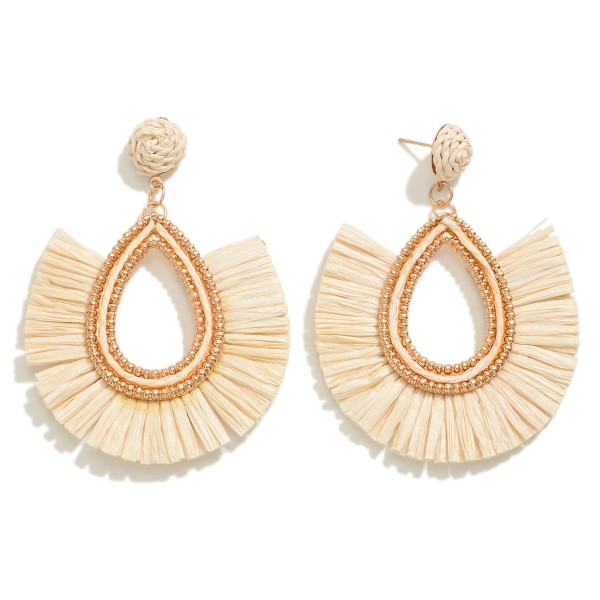 Teardrop Raffia Drop Earring With Fan Detailing

- Approximately 2.75" L
