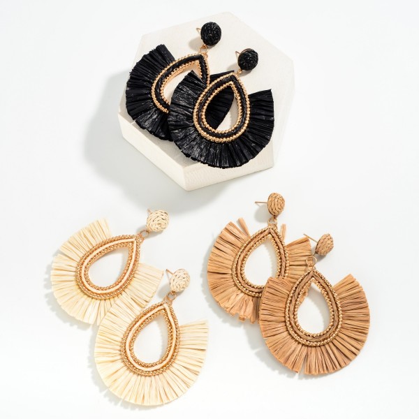 Teardrop Raffia Drop Earring With Fan Detailing

- Approximately 2.75" L

