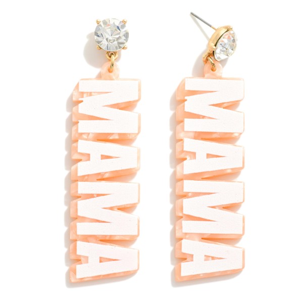 Wholesale white Resin Mama Drop Earrings Rhinestone Post L
