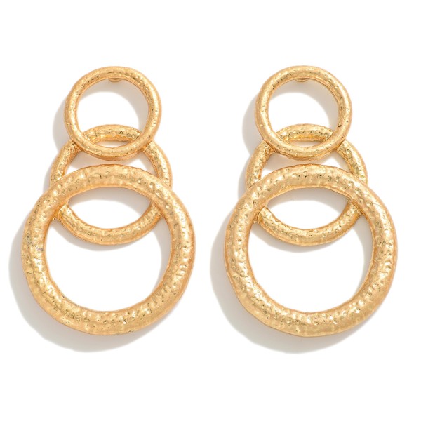 Wholesale linked Dimpled Circular Drop Earrings L Hypoallergenic Titanium Post