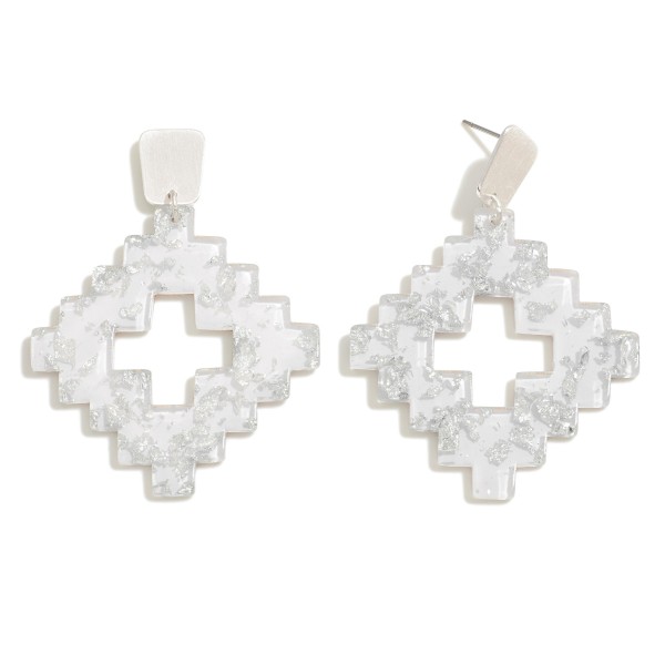 Wholesale resin Aztec Post Drop Earrings Gold Flake Detail L