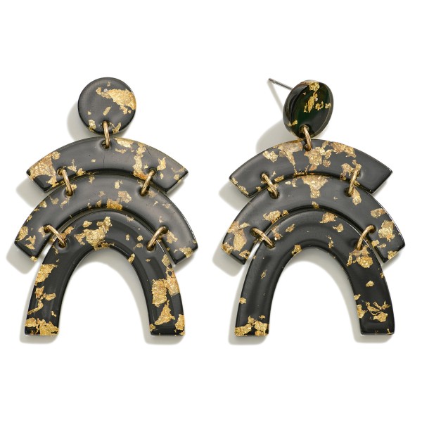 Wholesale resin Stacked Arch Drop Earrings Gold Flake Accent L
