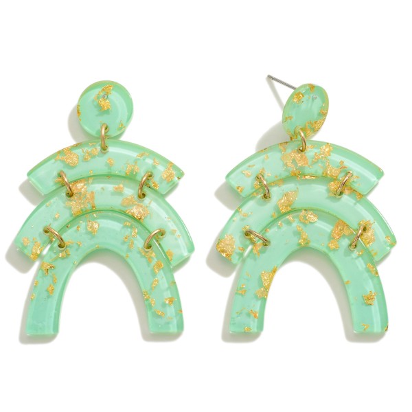 Resin Stacked Arch Drop Earrings With Gold Flake Accent

- Approximately 2" L