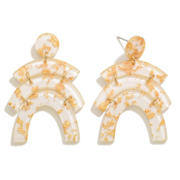 Resin Stacked Arch Drop Earrings With Gold Flake Accent

- Approximately 2" L