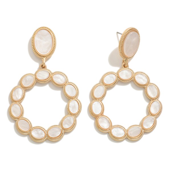 Wholesale gold Circular Drop Earring Circular Stone Inlay L