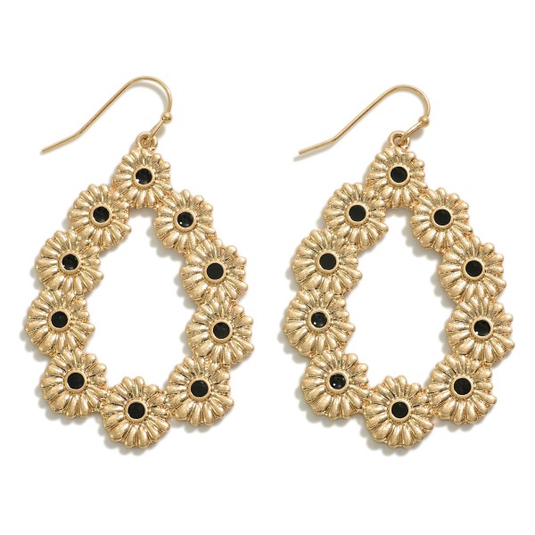 Wholesale metal Flower Teardrop Earrings Resin Center Accents L