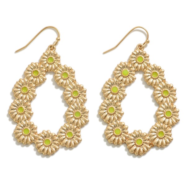 Wholesale metal Flower Teardrop Earrings Resin Center Accents L