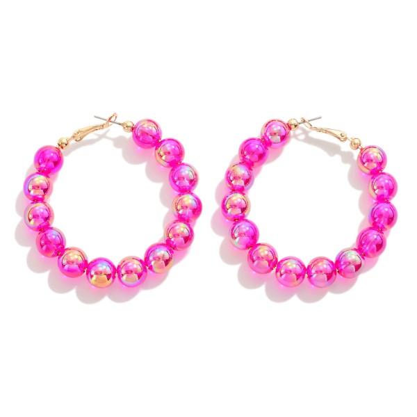 Wholesale circular Abalone Beaded Drop Hoop Earrings L