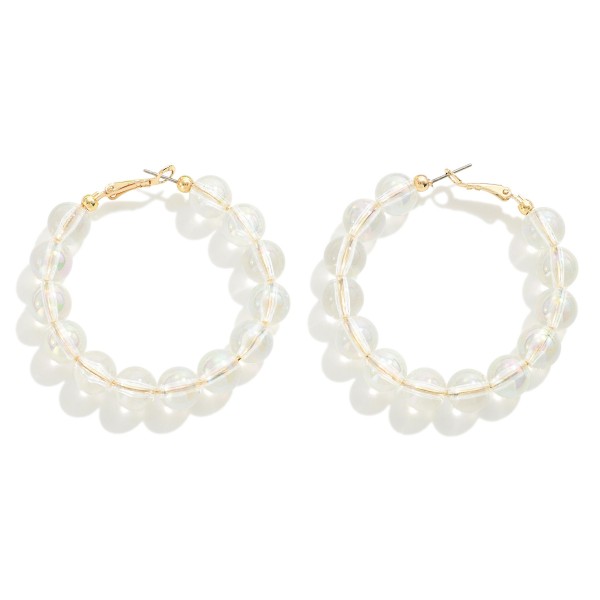 Wholesale circular Abalone Beaded Drop Hoop Earrings L