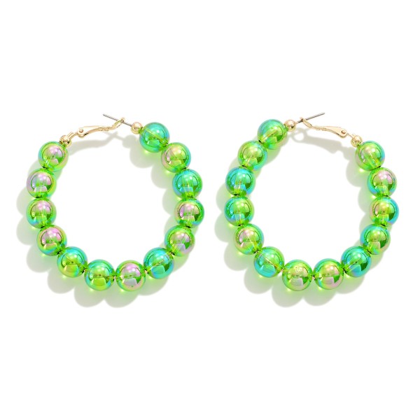 Wholesale circular Abalone Beaded Drop Hoop Earrings L