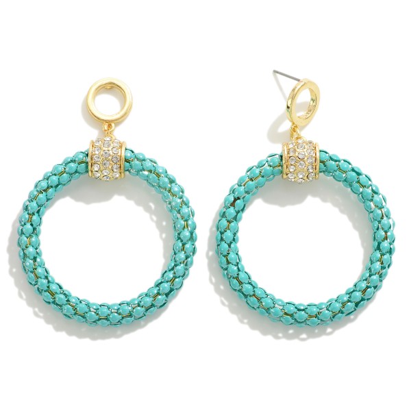 Wholesale circular Mesh Chain Link Drop Earring Rhinestone Details L