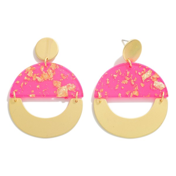 Wholesale gold Geometric Drop Earring Gold Flake Resin Details L