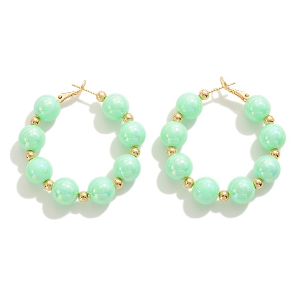 Wholesale beaded Pastel Pearlescent Drop Hoop Earrings L